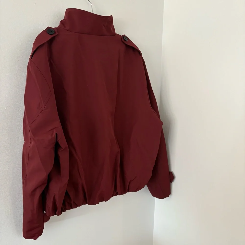 Commense Vintage Loose Trench Coat In Burgundy Size L NWT - Picture 11 of 14